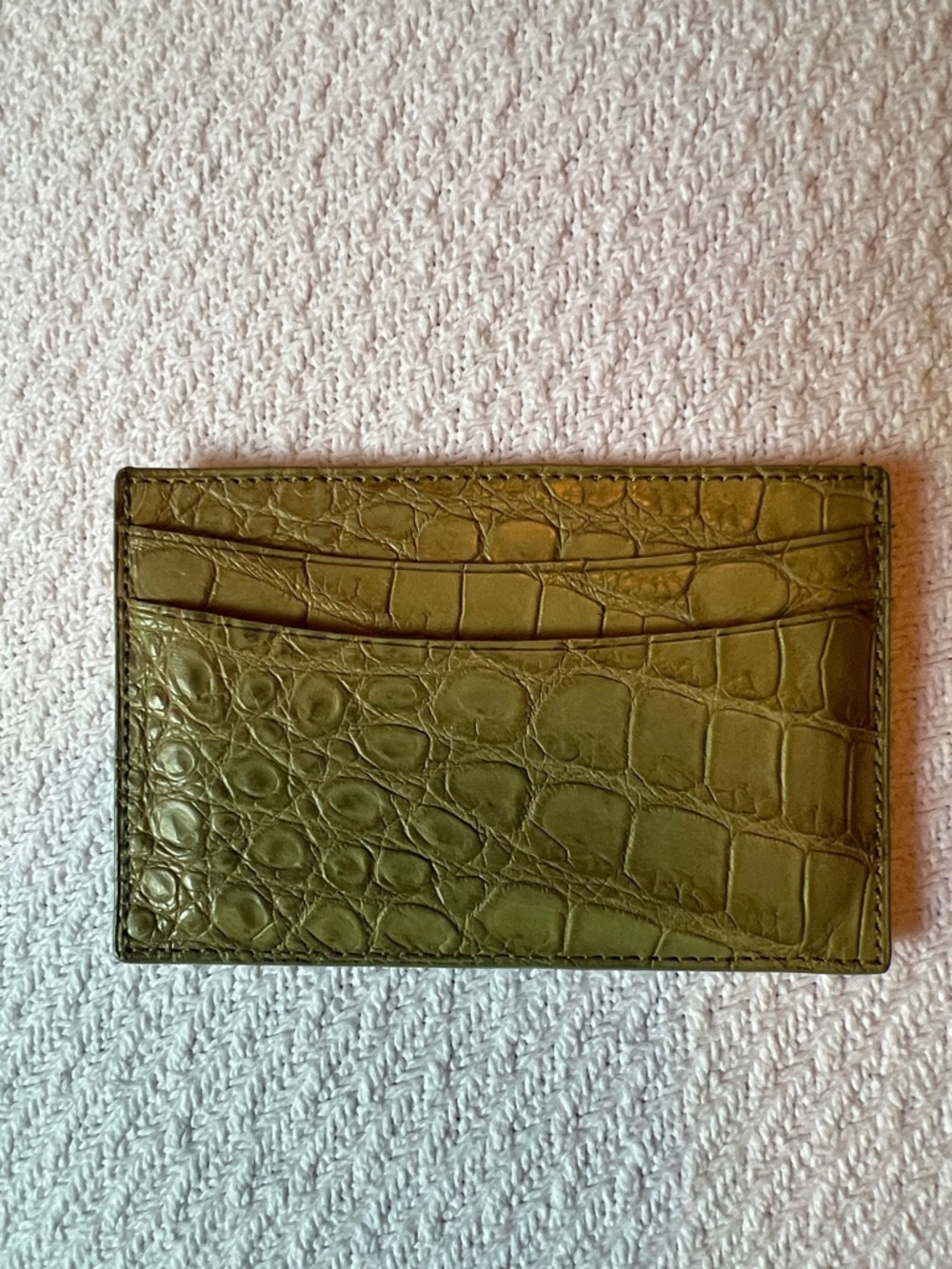 Lambertson Truex Men's Olive Green Crocodile Leather Card Holder